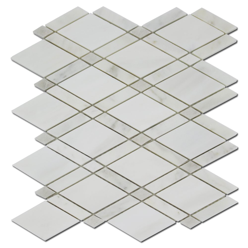 BIANCO VENATO: Iceberg, Imperial White Marble Alpine Mosaic (12"x12"x3/8" | polished)