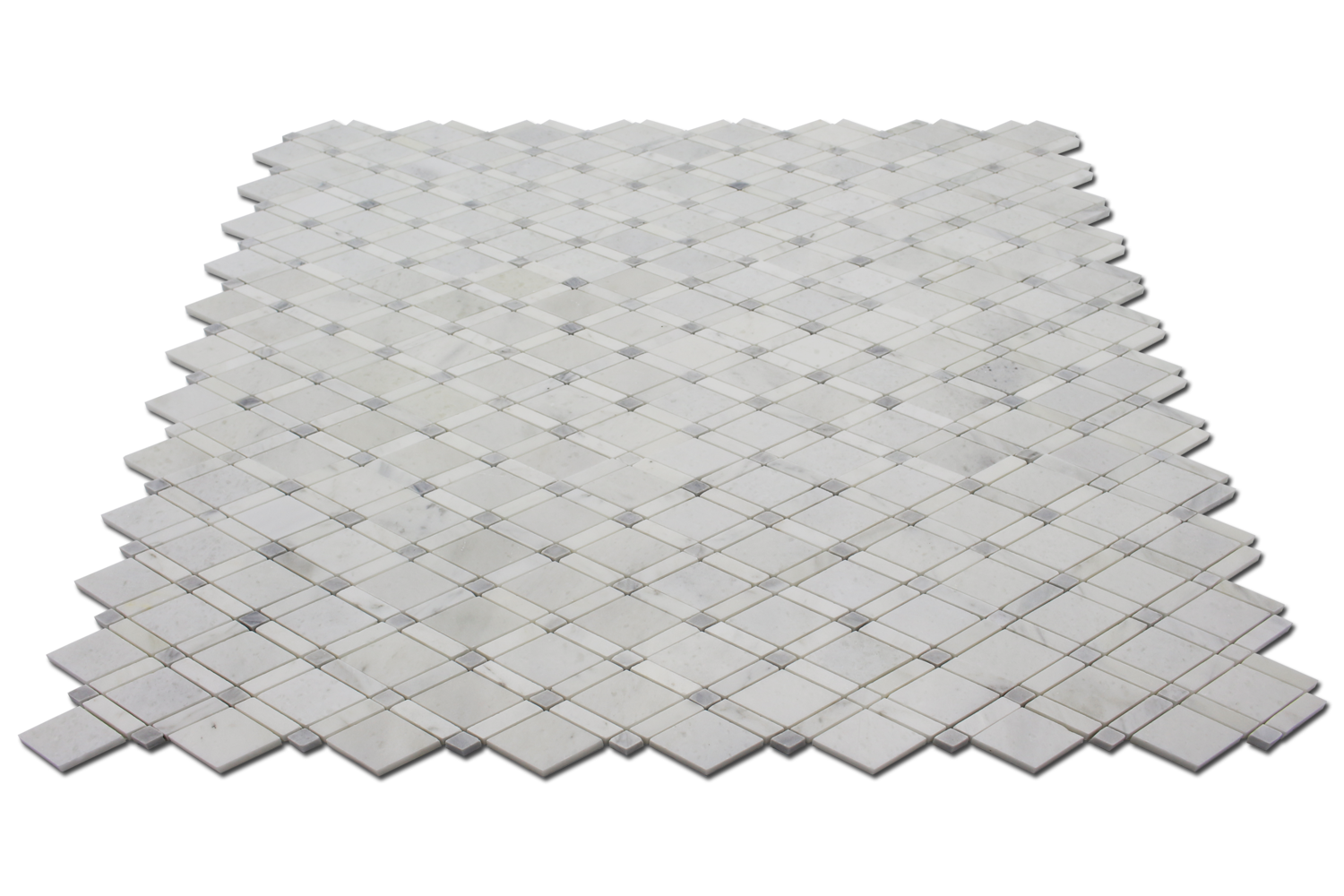 IMPERIAL WHITE: Milas White Marble Alpine Mosaic (12"x12"x3/8" | polished)