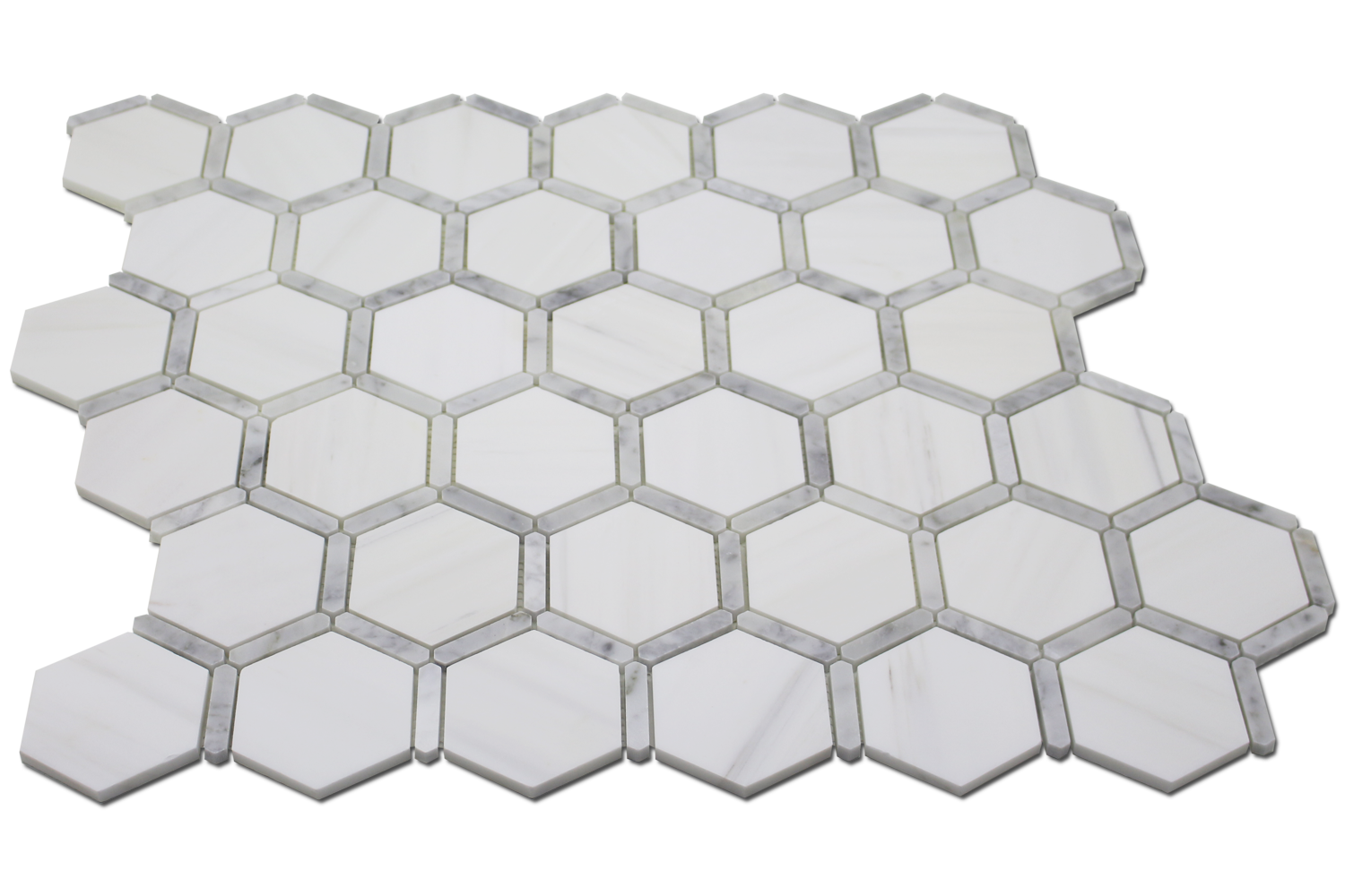 BIANCO VENATO: Carrara Marble & Dolomite 3" Sanibel Mosaic (12"x12"x1/4" | honed, polished)