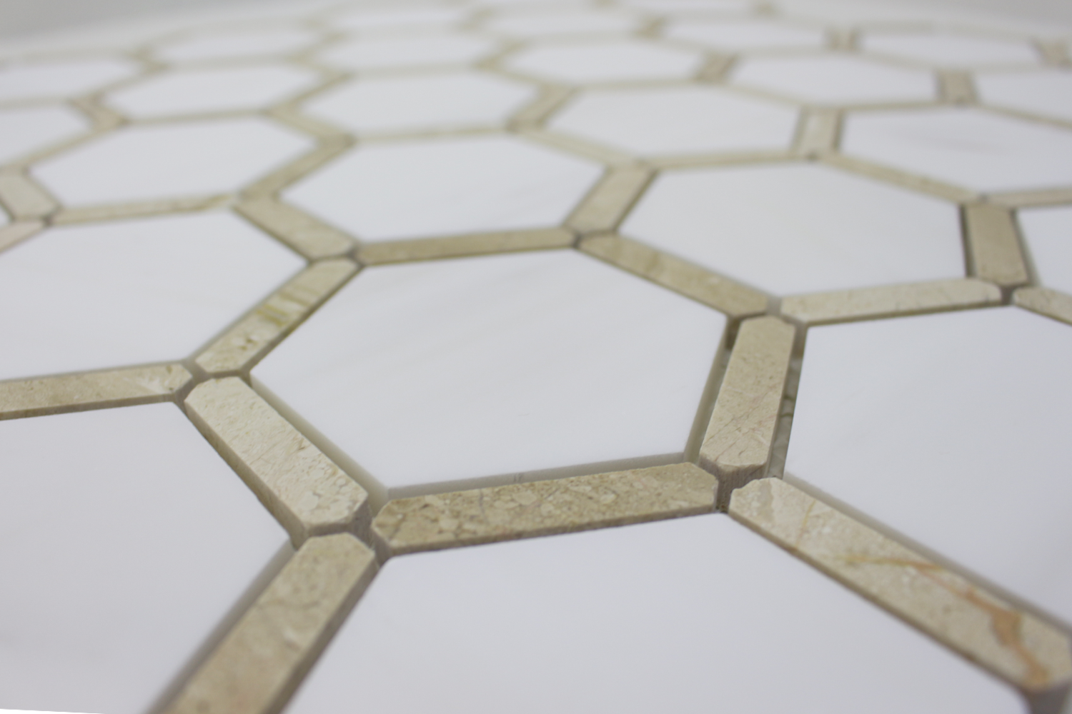 BIANCO VENATO: Karya Royal Marble 3" Sanibel Mosaic (12"x12"x1/4" | honed, polished)