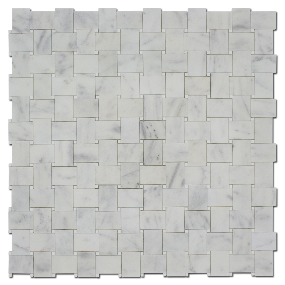 MILAS WHITE: Marble Basketweave Mosaic (12"x12"x3/8" | polished)