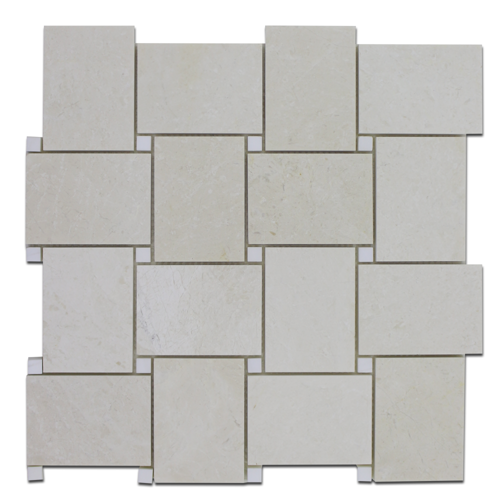 BIANCO VENATO: Perla Marble Basketweave Mosaic (12"x12"x3/8" | polished)