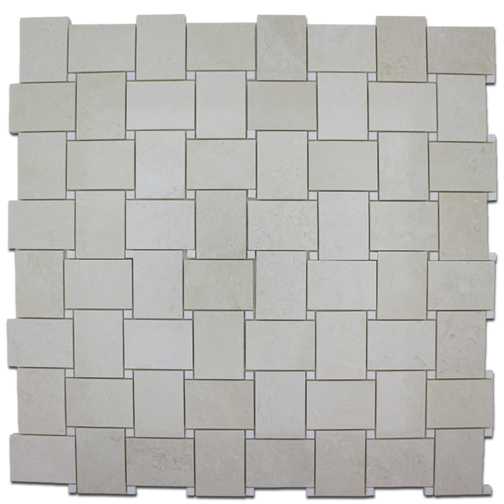 BIANCO VENATO: Perla Marble Basketweave Mosaic (12"x12"x3/8" | polished)