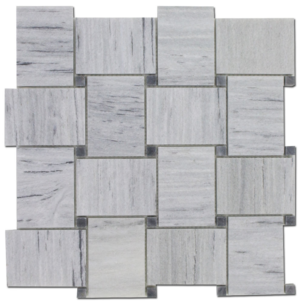 SOLTO WHITE: Marble Basketweave Mosaic (12"x12"x3/8" | honed)