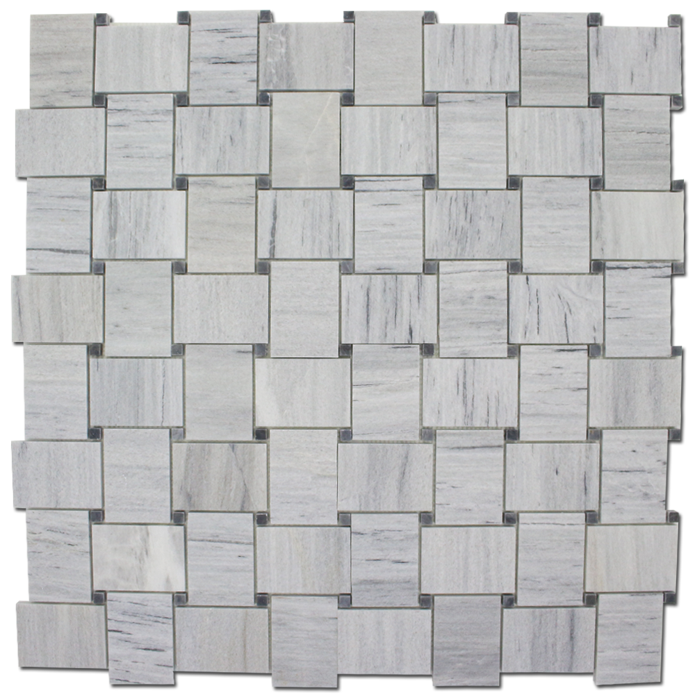 SOLTO WHITE: Marble Basketweave Mosaic (12"x12"x3/8" | honed)