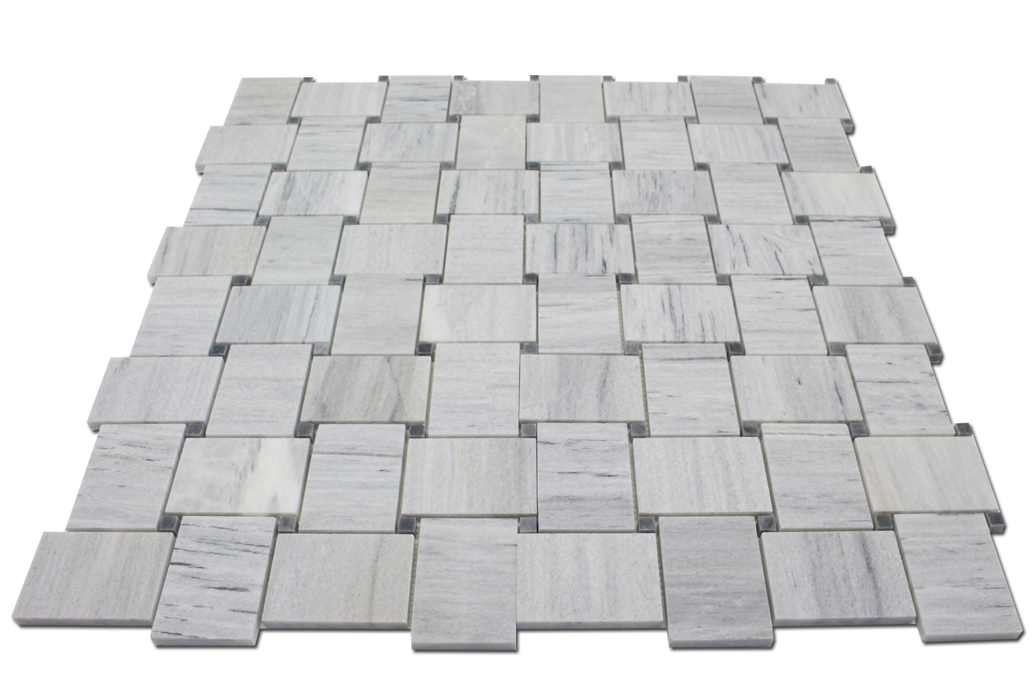 SOLTO WHITE: Marble Basketweave Mosaic (12"x12"x3/8" | honed)