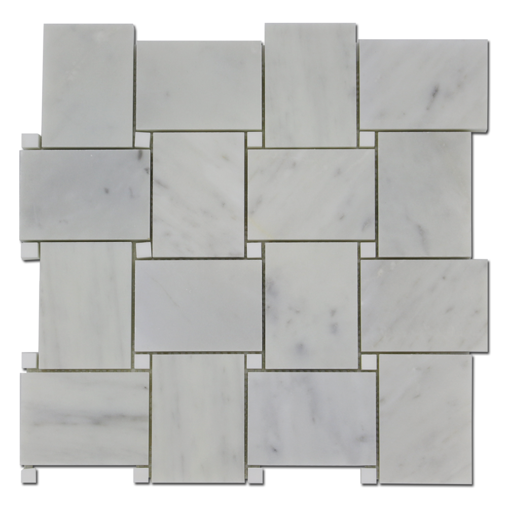 CARRARA: Marble Basketweave Mosaic (12"x12"x3/8" | polished)