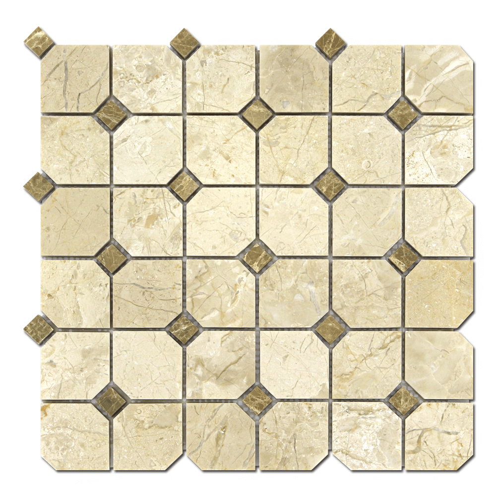 CREMA NOUVA: Marble 2"X2" Hex Mosaic (12"x12"x3/8" | polished)