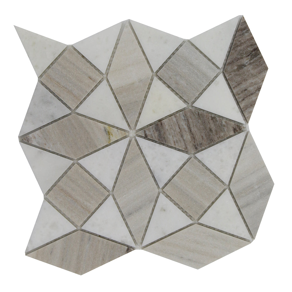 PALISANDRA: Pasha Marble Kaleidoscope Mosaic (11"x11"x3/8" | polished)