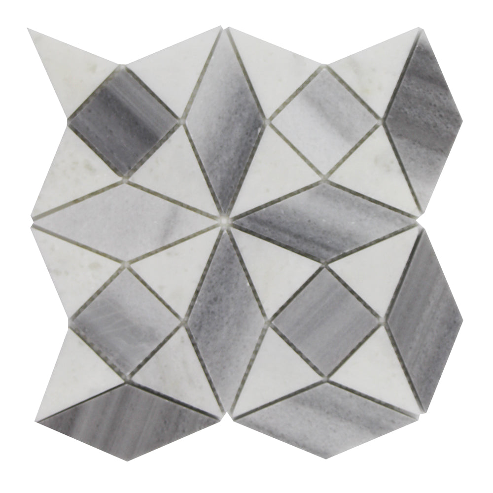 MARMARA: Pasha Marble Kaleidoscope Mosaic (11"x11"x3/8" | polished)