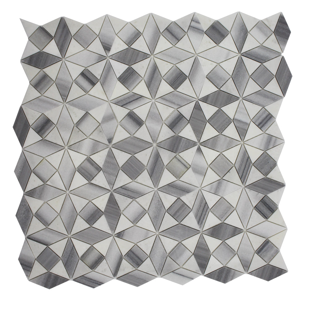 MARMARA: Pasha Marble Kaleidoscope Mosaic (11"x11"x3/8" | polished)