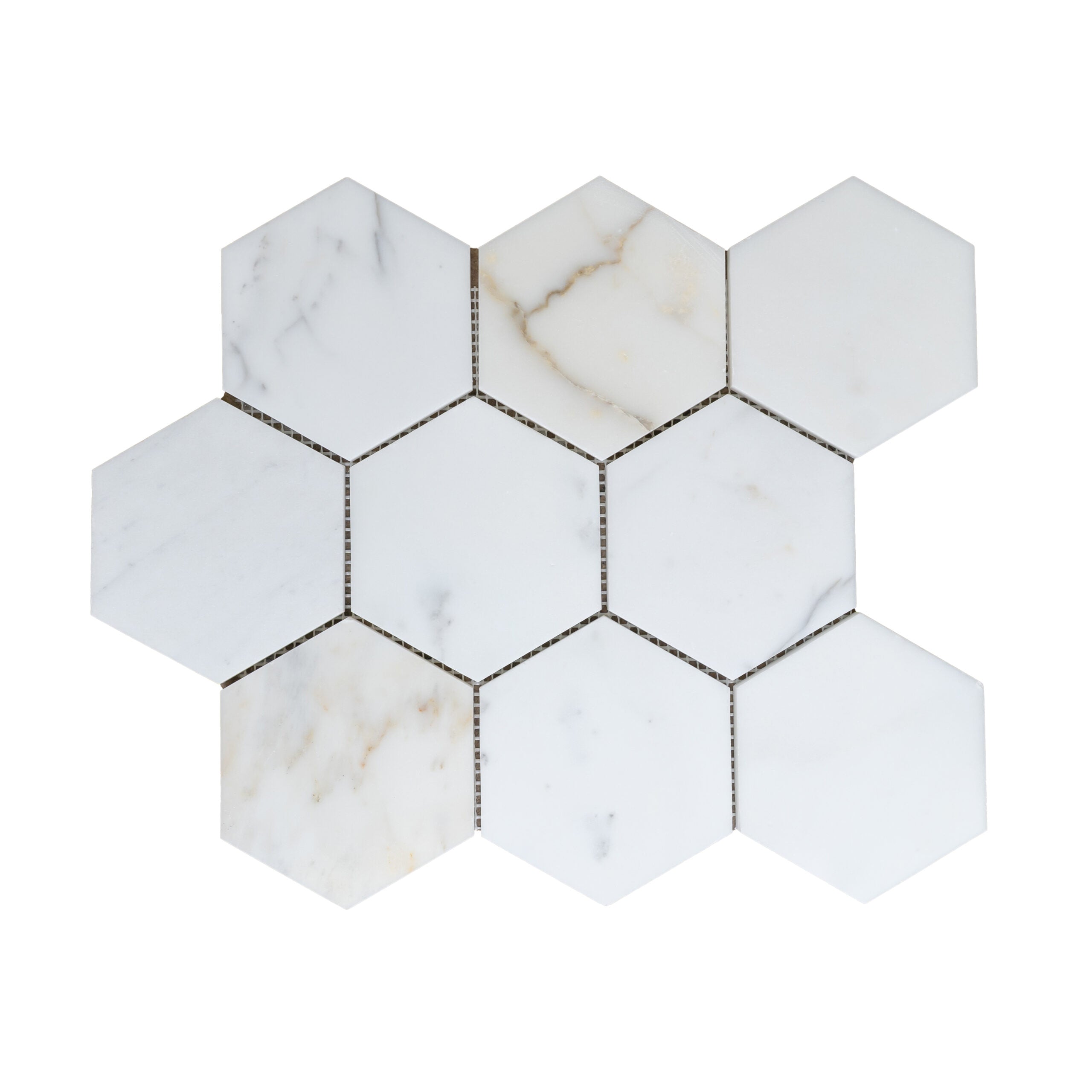 CALACATTA GOLD: Marble 4" Honeycomb Mosaic (11 9/16"x14"x3/8" | honed)