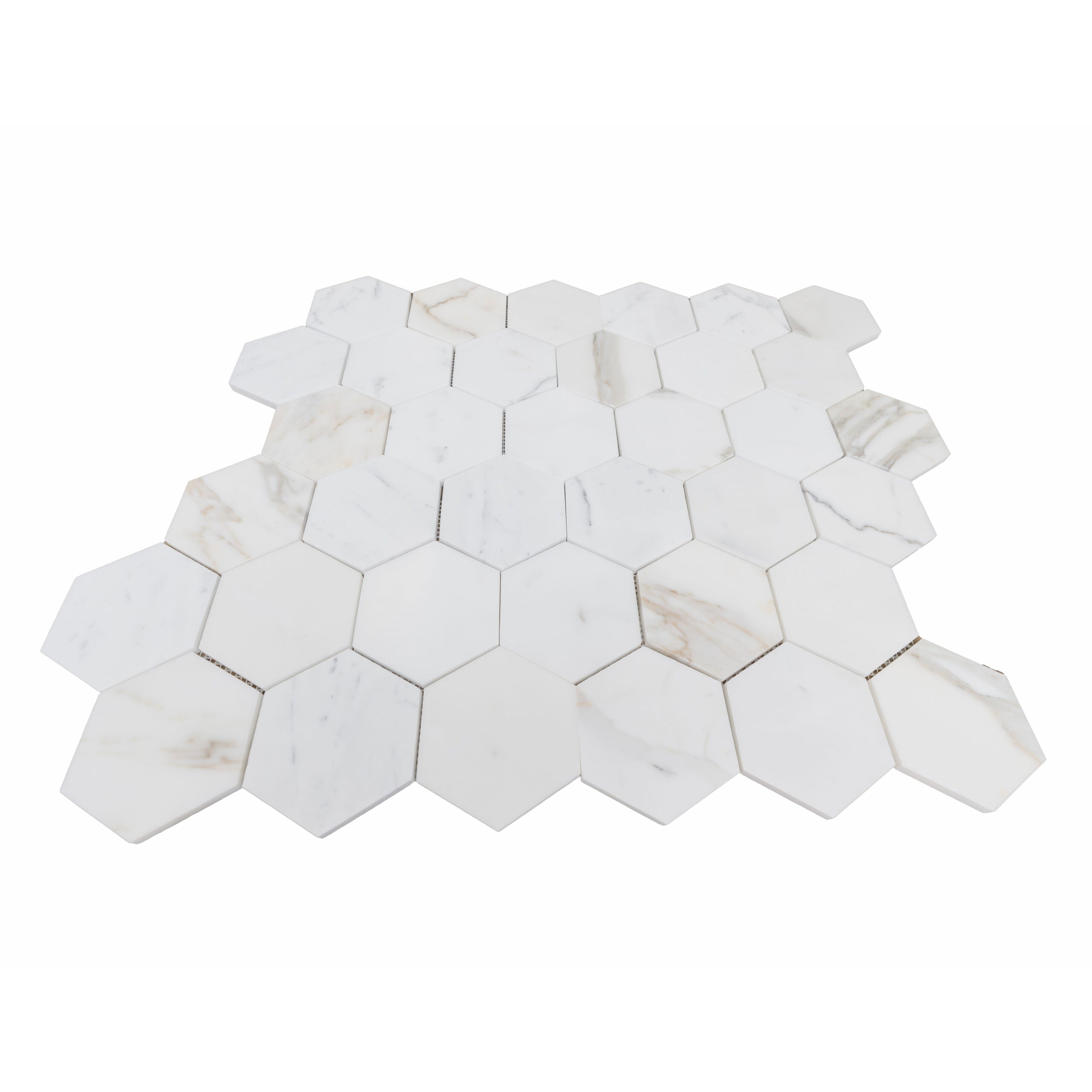 CALACATTA GOLD: Marble 4" Honeycomb Mosaic (11 9/16"x14"x3/8" | honed)