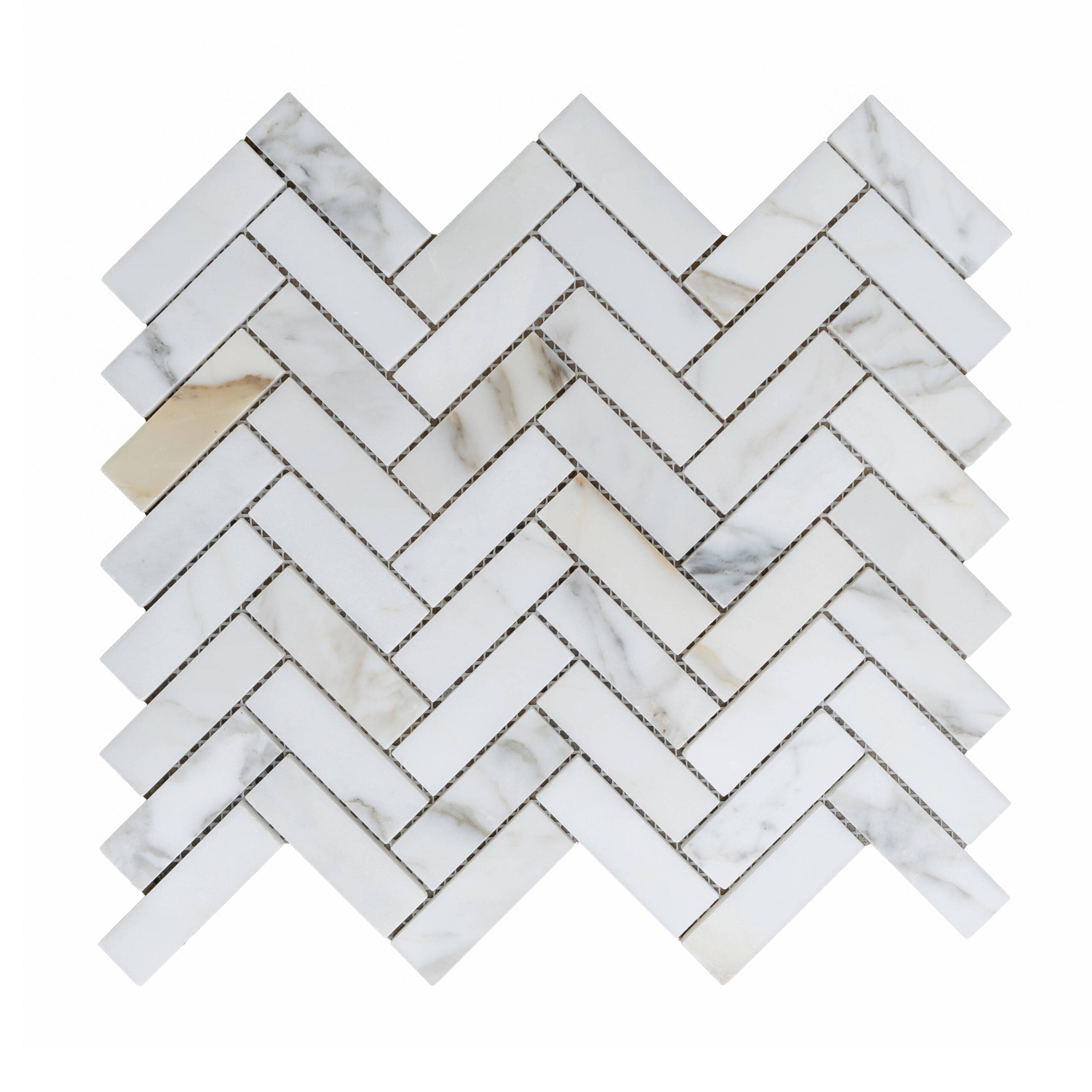 CALACATTA GOLD: Marble 1"X3" Herringbone Mosaic (12"x12"x1/4" | honed)