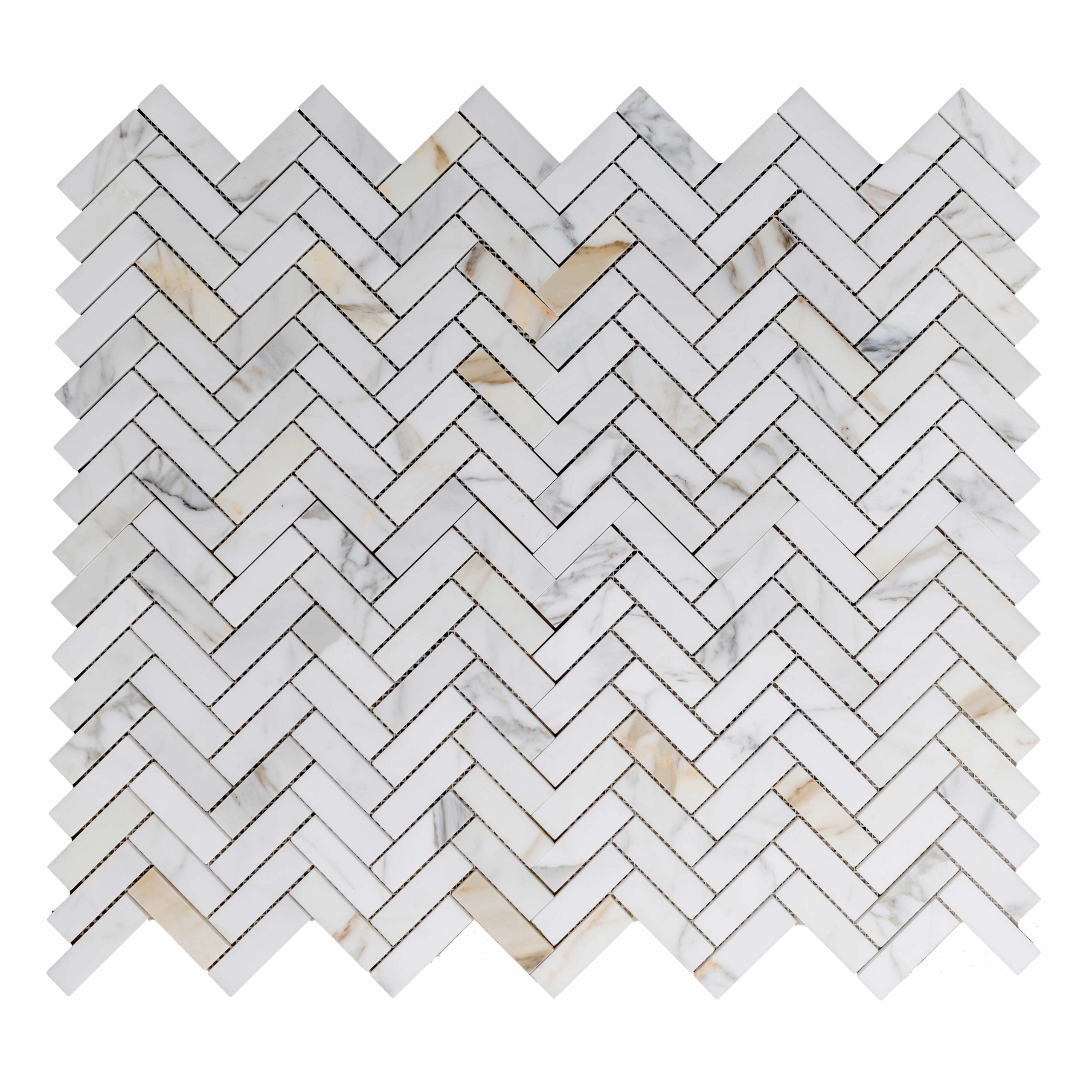 CALACATTA GOLD: Marble 1"X3" Herringbone Mosaic (12"x12"x1/4" | honed)