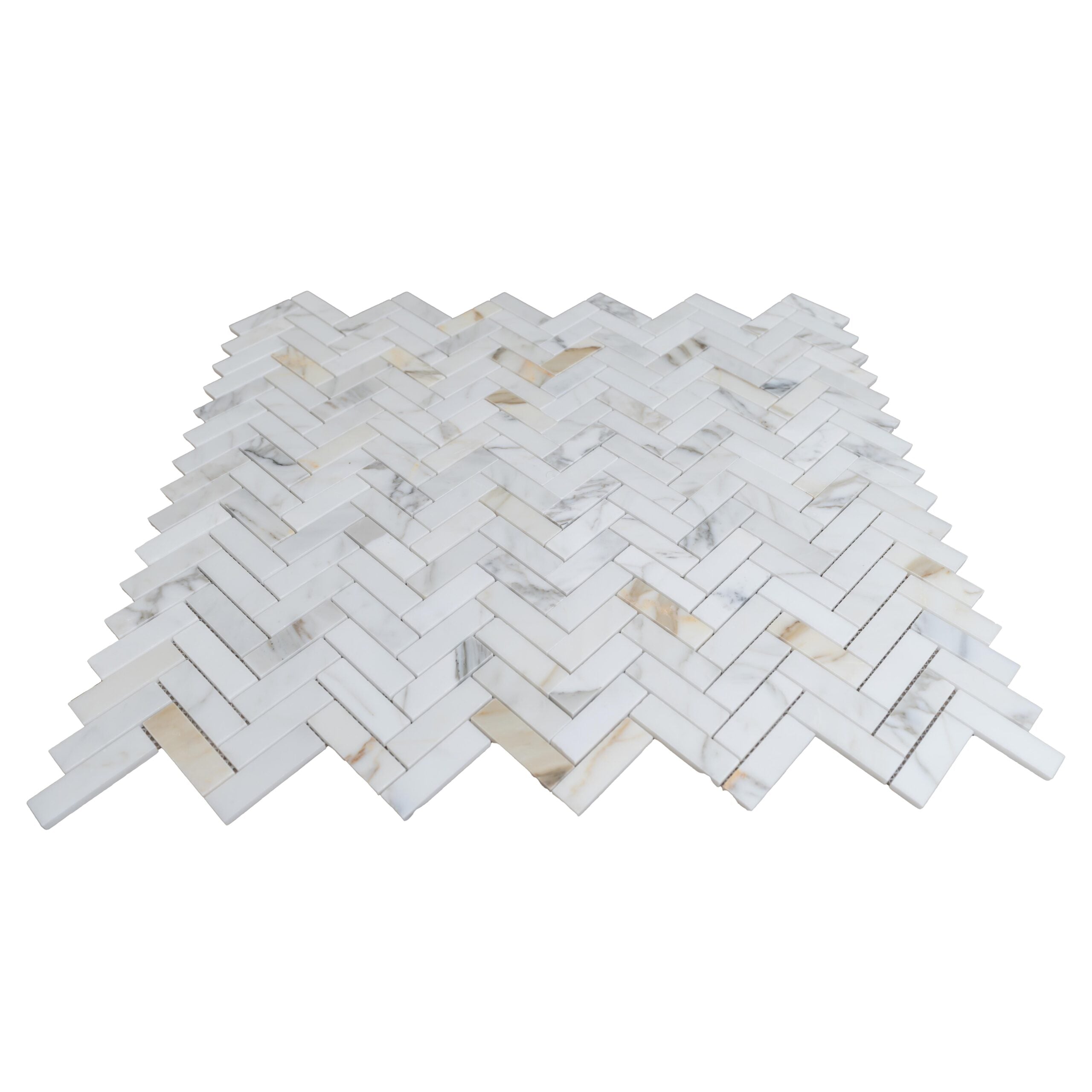 CALACATTA GOLD: Marble 1"X3" Herringbone Mosaic (12"x12"x1/4" | honed)