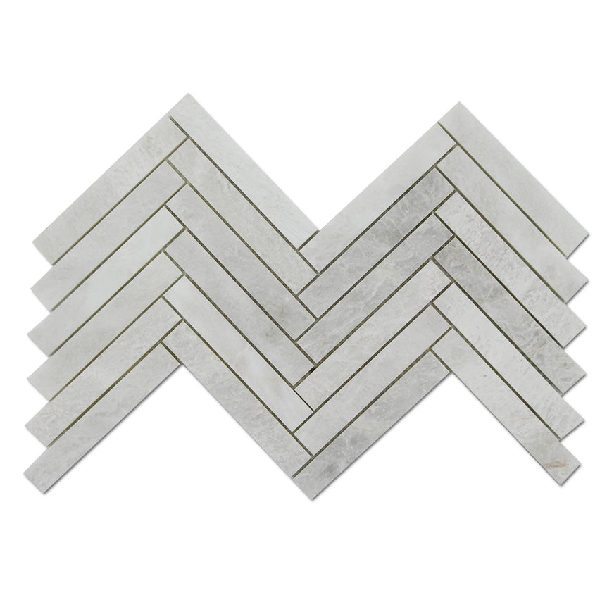 ICEBERG: Marble 1"X6" Herringbone Mosaic (12"x12"x3/8" | honed)