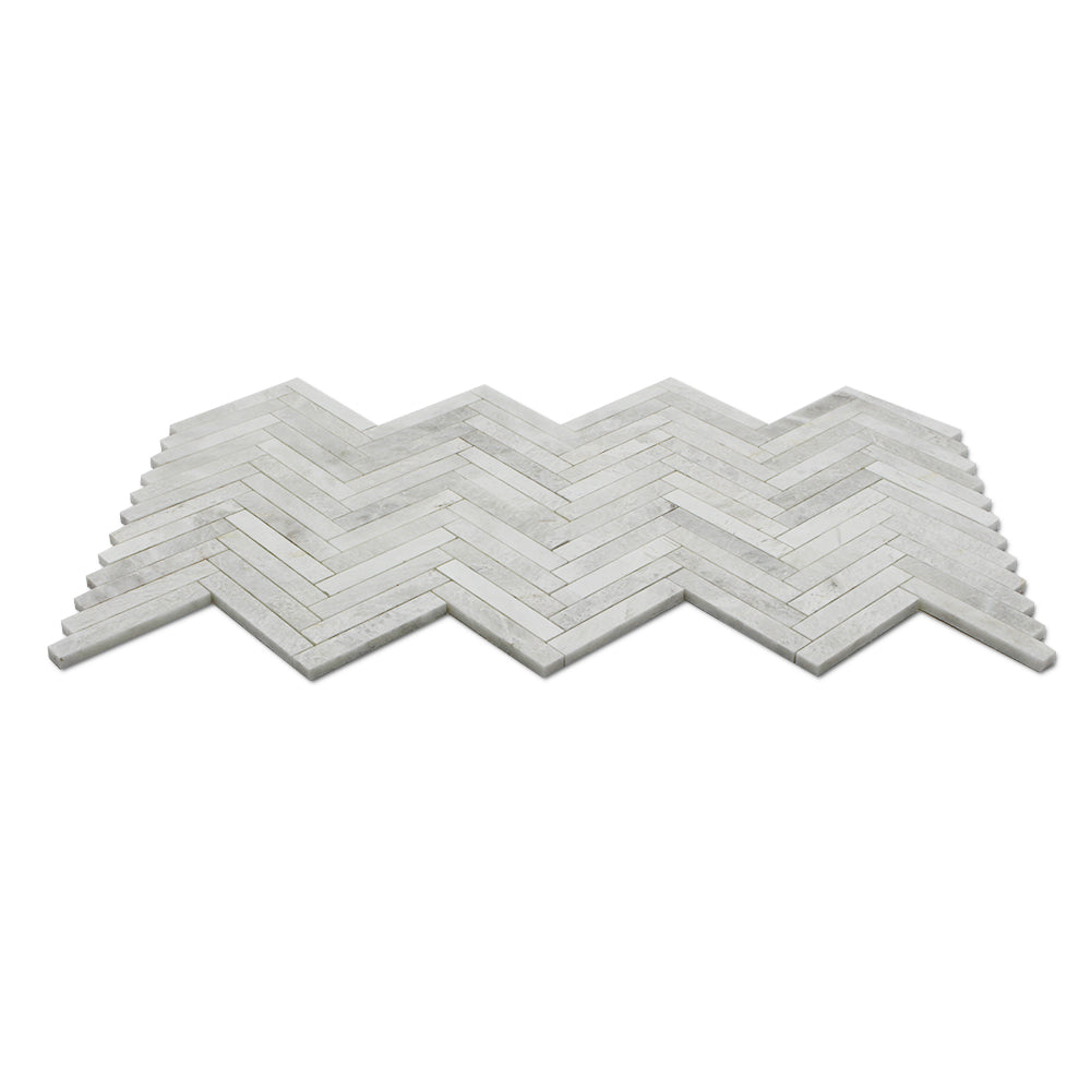 ICEBERG: Marble 1"X6" Herringbone Mosaic (12"x12"x3/8" | honed)