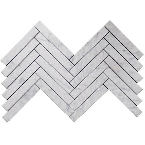 CARRARA: Marble 1"X6" Herringbone Mosaic (12"x12"x1/4" | honed)