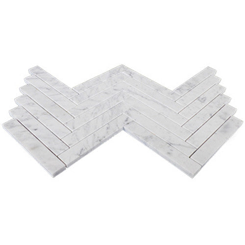 CARRARA: Marble 1"X6" Herringbone Mosaic (12"x12"x1/4" | honed)