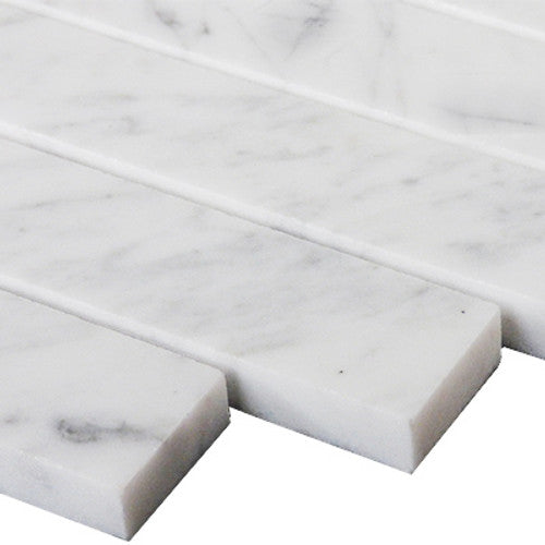 CARRARA: Marble 1"X6" Herringbone Mosaic (12"x12"x1/4" | honed)