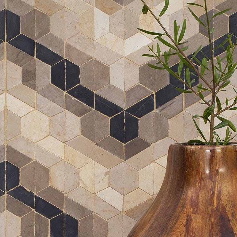 BABA CHIC: Shiri Hexagon Mosaic (honed | 9"x12"x1/4" | straight cut)