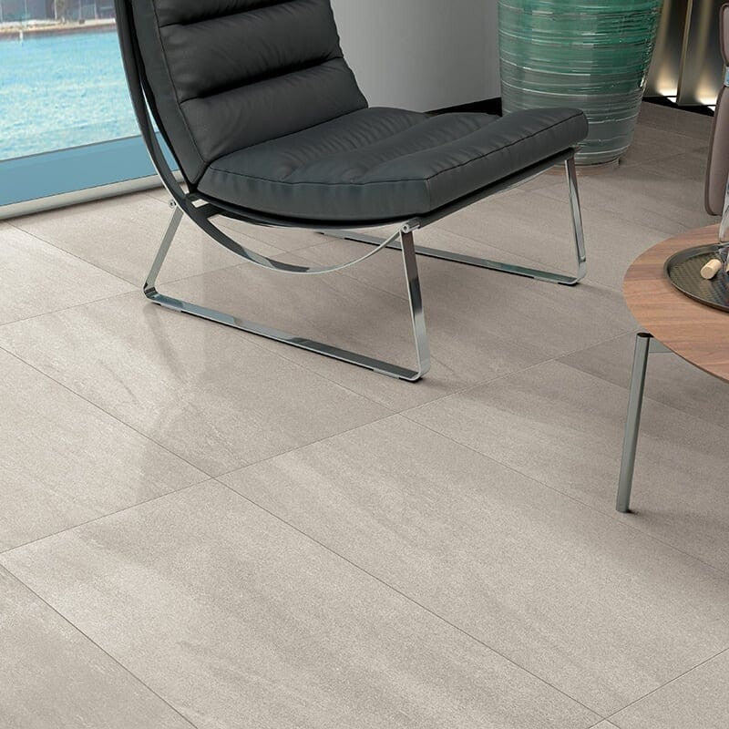 ATELIER PORCELAIN: Grey Light Rectangle Field Tile (lappato | 18"x36"x5/16" | straight cut)
