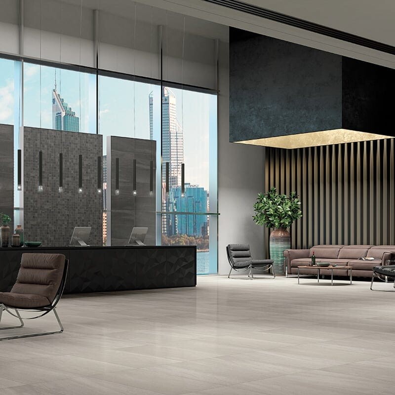 ATELIER PORCELAIN: Black Rectangle Field Tile (lappato | 12"x24"x5/16" | straight cut)