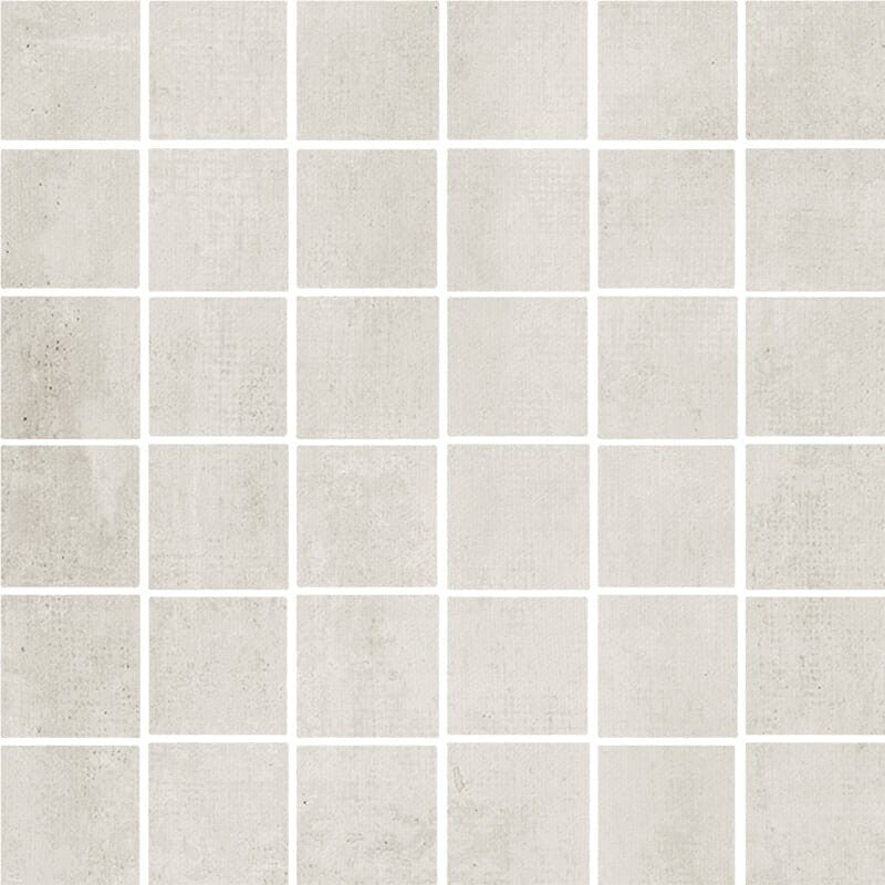 RUNWAY PORCELAIN: Blanc Concrete 2X2 Straight Stack Mosaic (honed | 12"x12"x5/16" | straight cut)