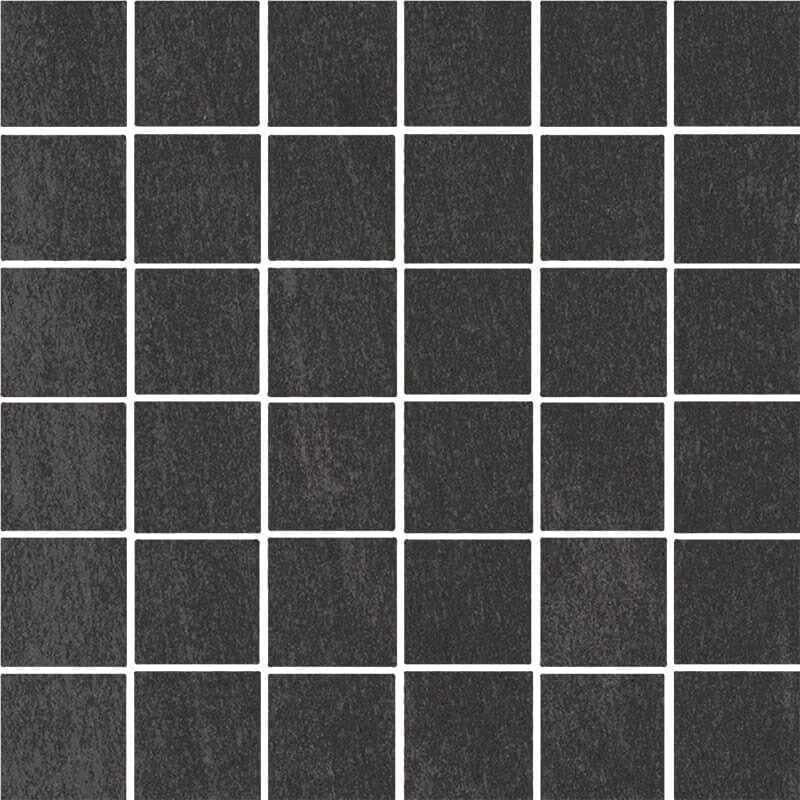 ATELIER PORCELAIN: Black Concrete 2X2 Straight Stack Mosaic (honed | 12"x12"x5/16" | straight cut)