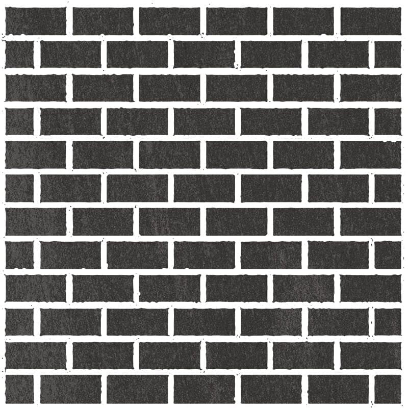 ATELIER PORCELAIN: Black Concrete 1X2 Staggered Joint Mosaic (honed | 12"x12"x5/16" | straight cut)