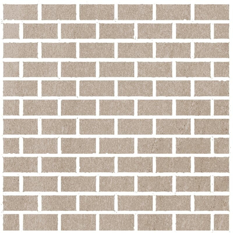 ATELIER PORCELAIN: Sand Concrete 1X2 Staggered Joint Mosaic (honed | 12"x12"x5/16" | straight cut)