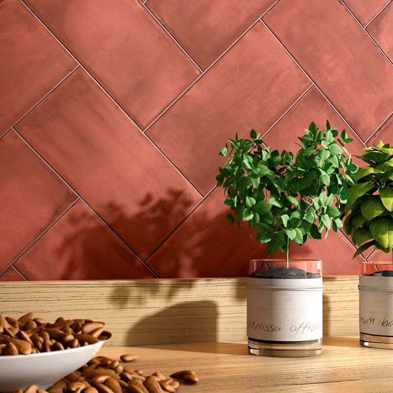 BELLA MURO CERAMIC: Red Rectangle Field Tile (matte | 4"x8"x9/32" | beveled)