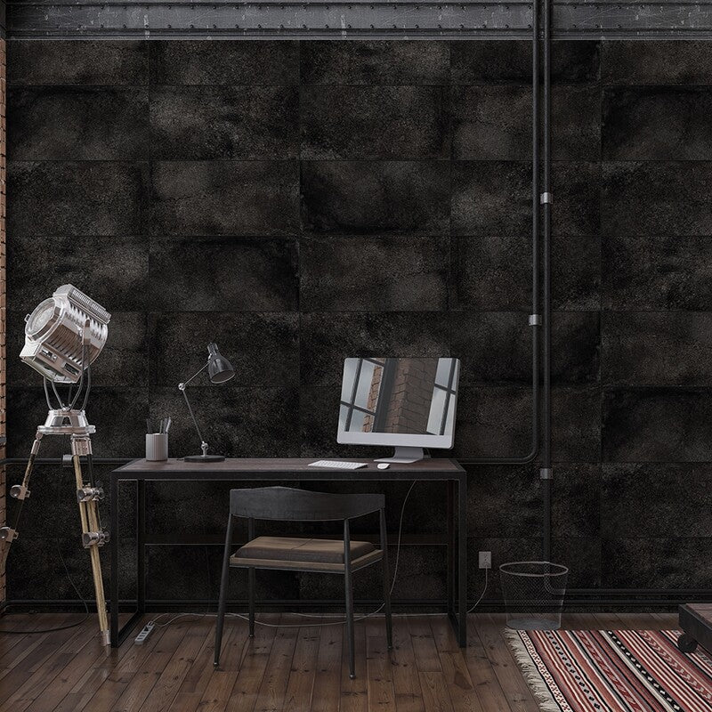 ATLAS PORCELAIN: London Black Rectangle Field Tile (r11 textured | 12"x24"x5/16")