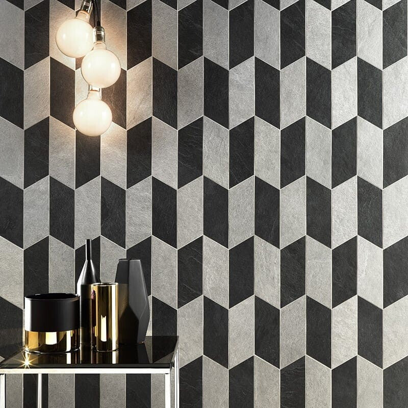 WATERFALL PORCELAIN: Silver Flow Stone Gramma 66 Dx Field Deco Tile (natural | 7"x15"x7/16" | rectified)