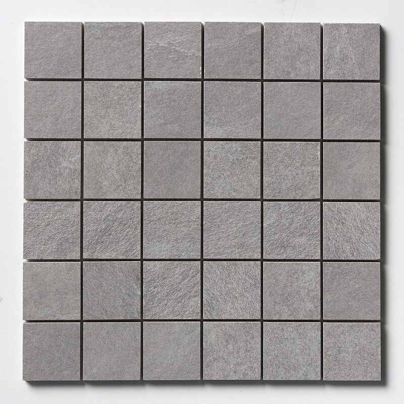WATERFALL PORCELAIN: Silver Flow Stone 2X2 Straight Stack Mosaic (natural | 12"x12"x3/8" | rectified)