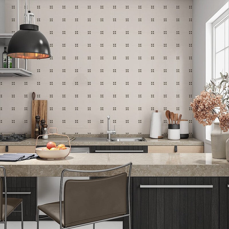 MIRADOURO CLASSIC: Garden Blanc Field Deco Tile (glazed | 6"x6"x3/8" | beveled)