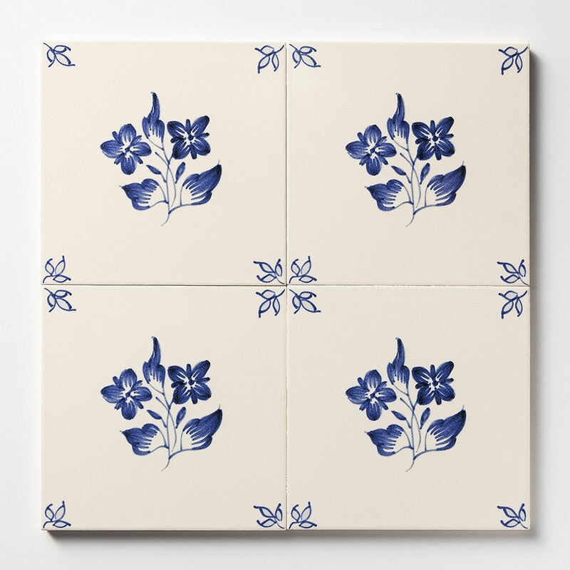 MIRADOURO CLASSIC: 238B Garden Flowers Field Deco Tile (glazed | 6"x6"x3/8" | beveled)