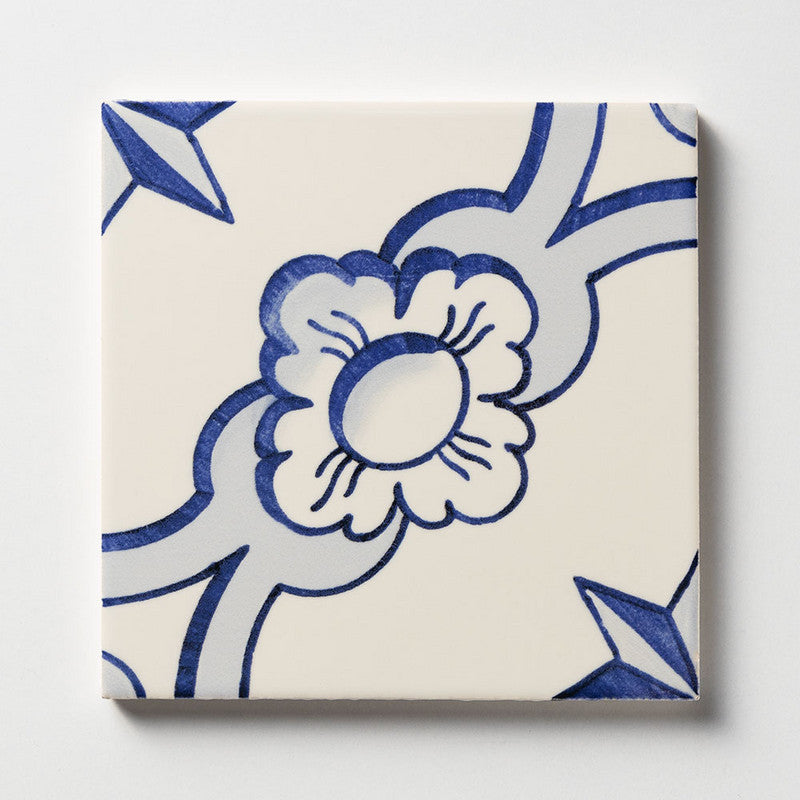 MIRADOURO CLASSIC: Casal Blue Field Deco Tile (glazed | 6"x6"x3/8" | beveled)