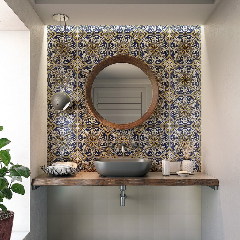 MIRADOURO CLASSIC: Kaleidescope 122M Field Deco Tile (glazed | 6"x6"x3/8" | beveled)