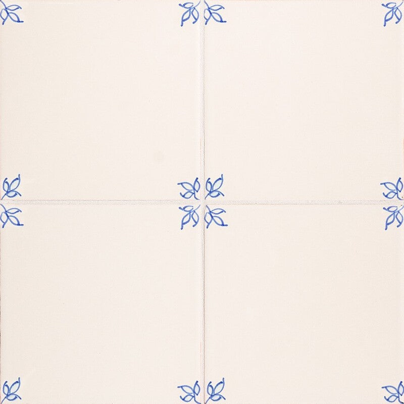 MIRADOURO CLASSIC: Garden Blanc Blue Field Deco Tile (glazed | 6"x6"x3/8" | beveled)