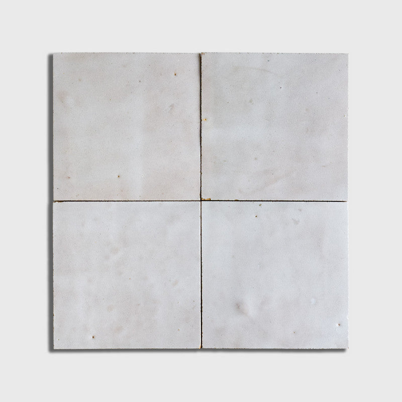 MOROCCAN: Blanc Fes Square Zellige Field Tile (4"x4"x1/2" | glossy)