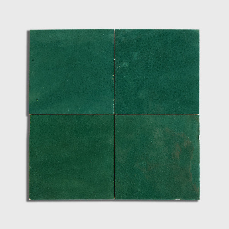 MOROCCAN: Vert Menthe Square Zellige Field Tile (4"x4"x1/2" | glossy)