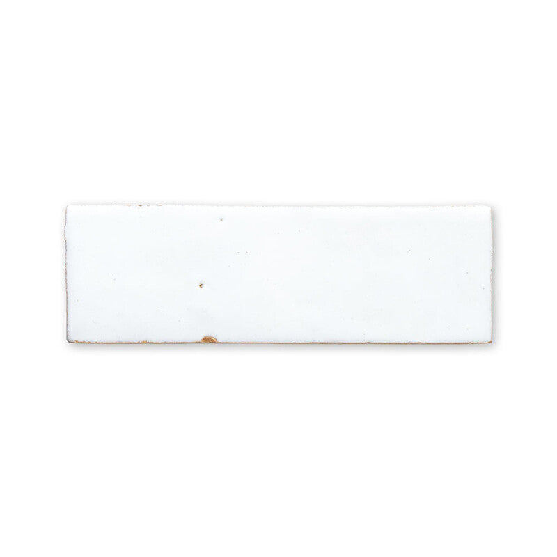 MOROCCAN: Blanc Niege Rectangle Zellige Field Tile (2"x6"x5/8" | glossy)