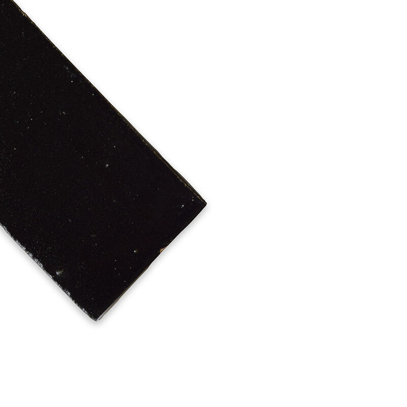 MOROCCAN: Noir Glossy Rectangle Zellige Field Tile (2"x6"x5/8" | glossy)