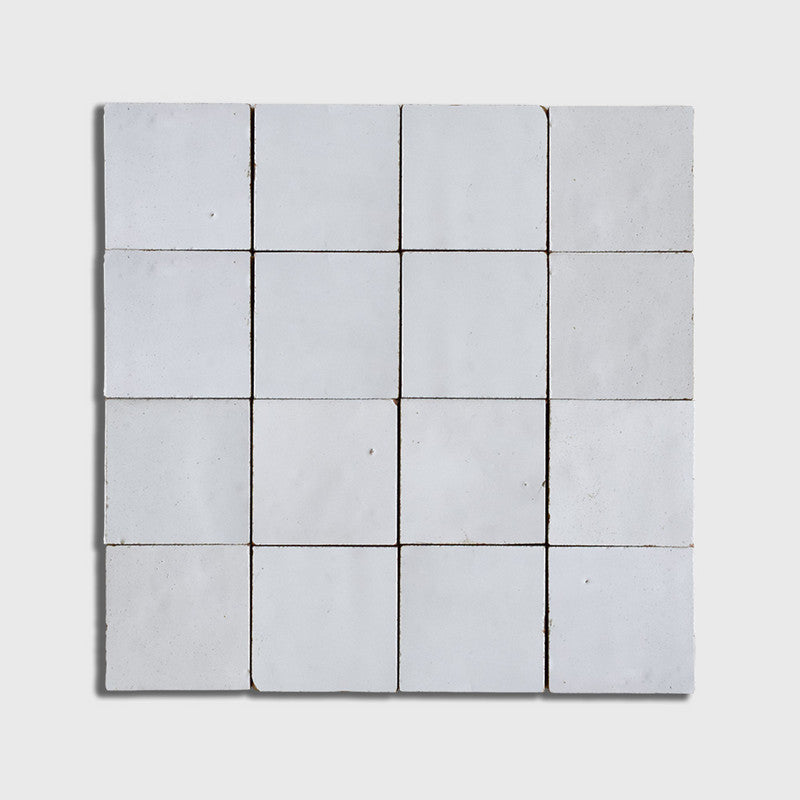 MOROCCAN: Blanc Niege 3 Straight Stack Zellige Mosaic (11"x11"x1/4" | glossy)