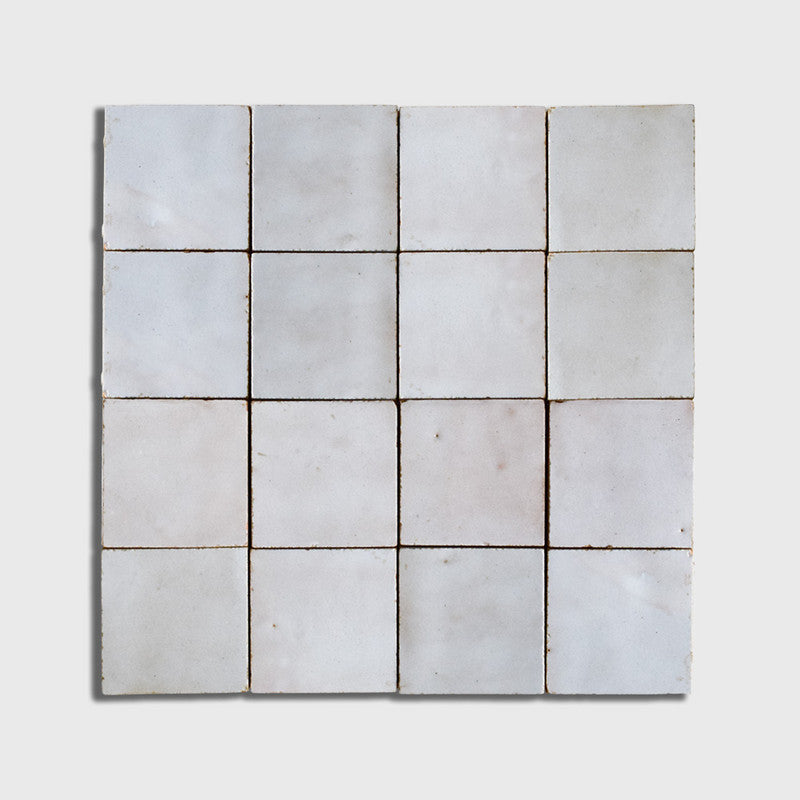 MOROCCAN: Blanc Fes 3 Straight Stack Zellige Mosaic (11"x11"x1/4" | glossy)