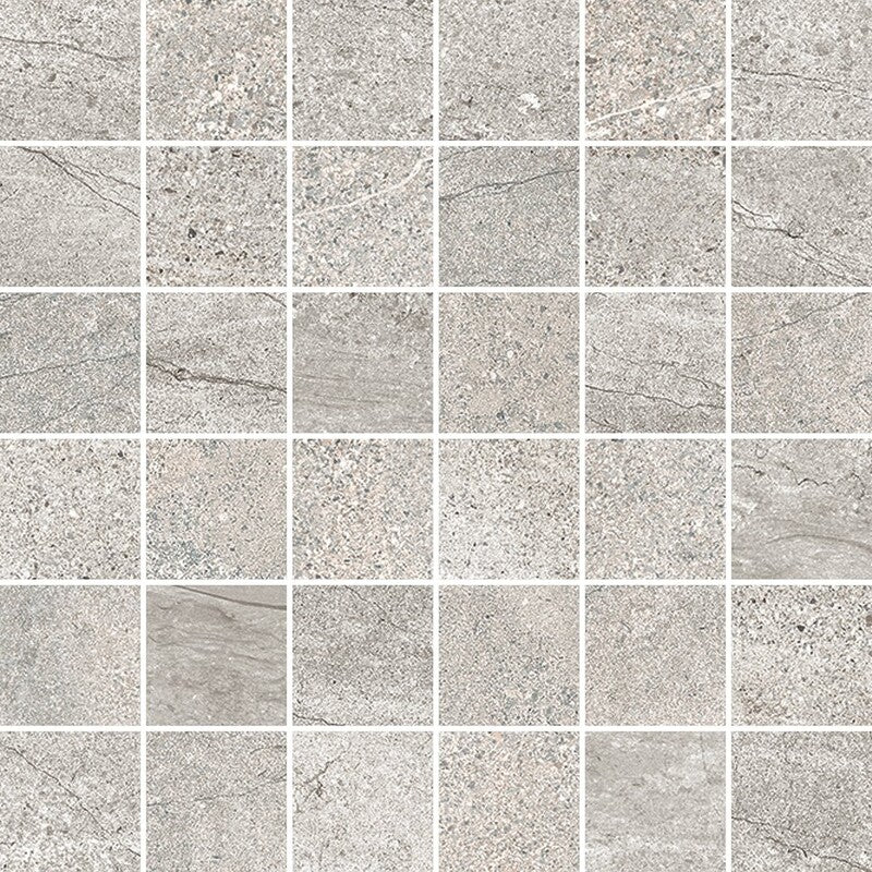 TELLURIDE PORCELAIN: Rock Gray 2X2 Straight Stack Mosaic (matte | 12"x12"x23/64" | straight cut)