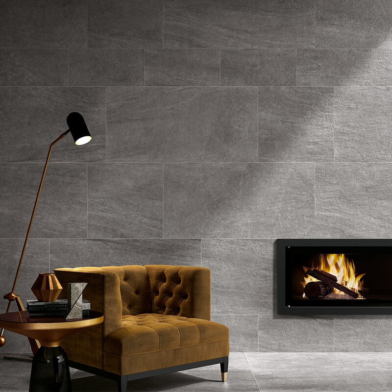 TELLURIDE PORCELAIN: Basalt Rectangle Field Tile (matte | 12"x24"x23/64" | straight cut)