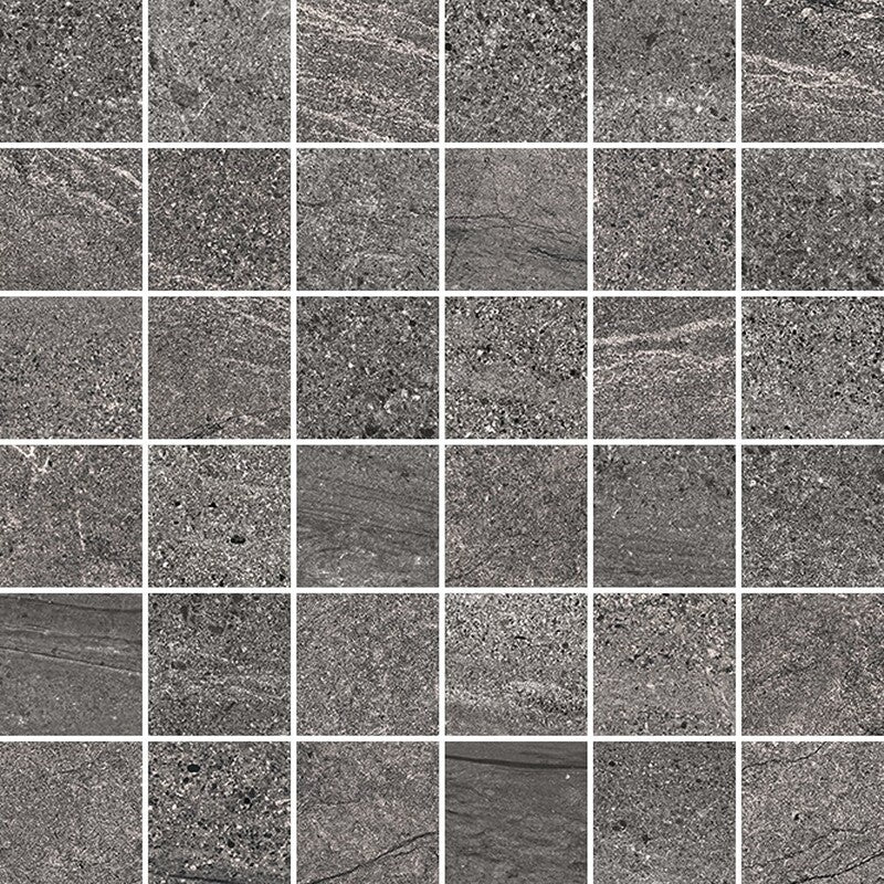 TELLURIDE PORCELAIN: Basalt 2X2 Straight Stack Mosaic (matte | 12"x12"x23/64" | straight cut)